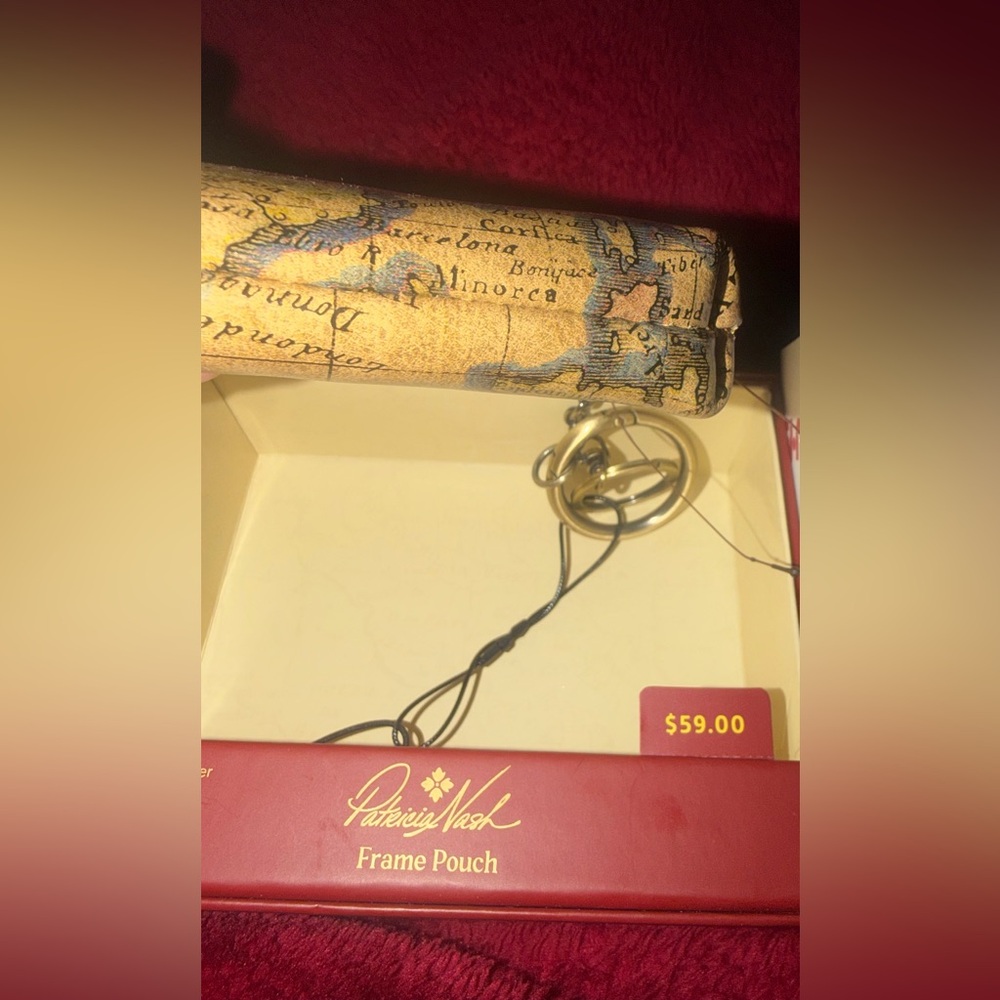 Patricia Nash Map Leather Frame Small Pouch & Key chain, NWT attached to box - Picture 3 of 6
